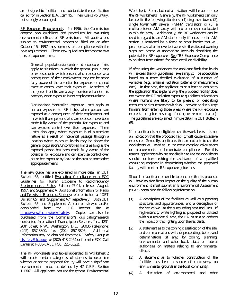FCC Form 349 Application for Authority to Construct or Make Changes in an Fm Translator or Fm Booster Station, Page 12