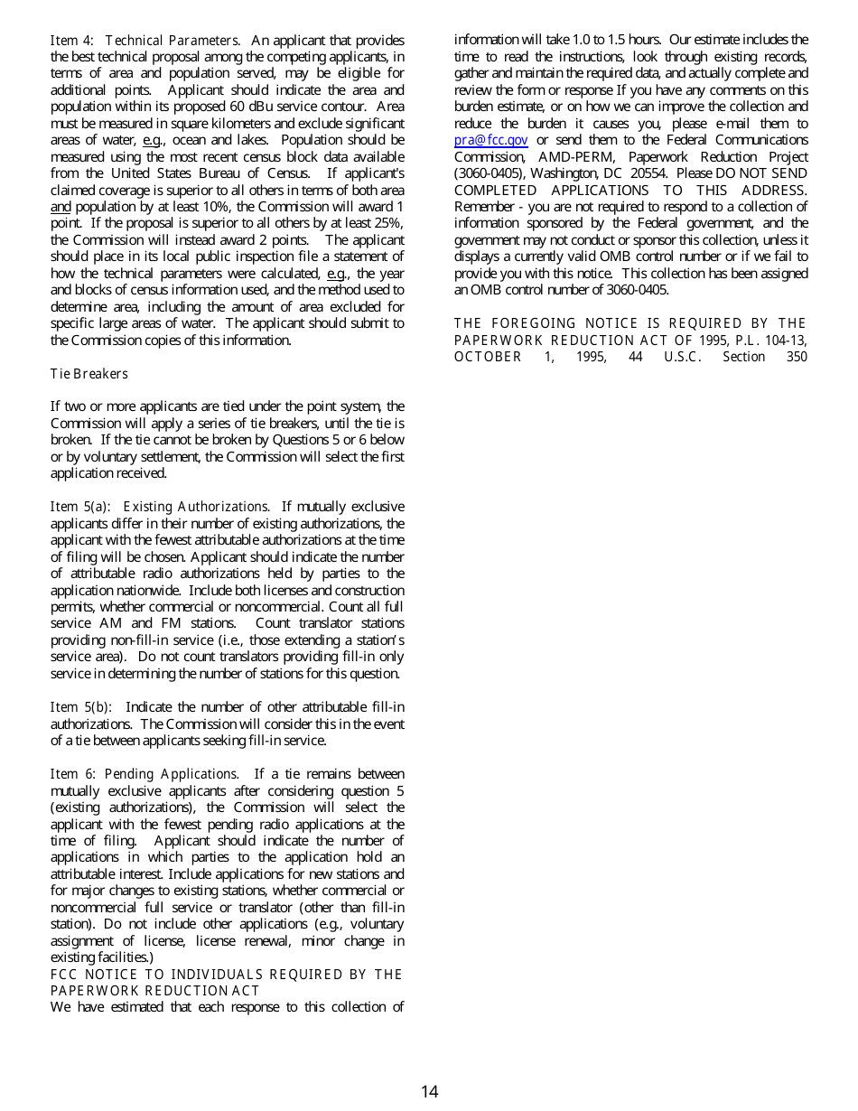 FCC Form 349 Application for Authority to Construct or Make Changes in an Fm Translator or Fm Booster Station, Page 14