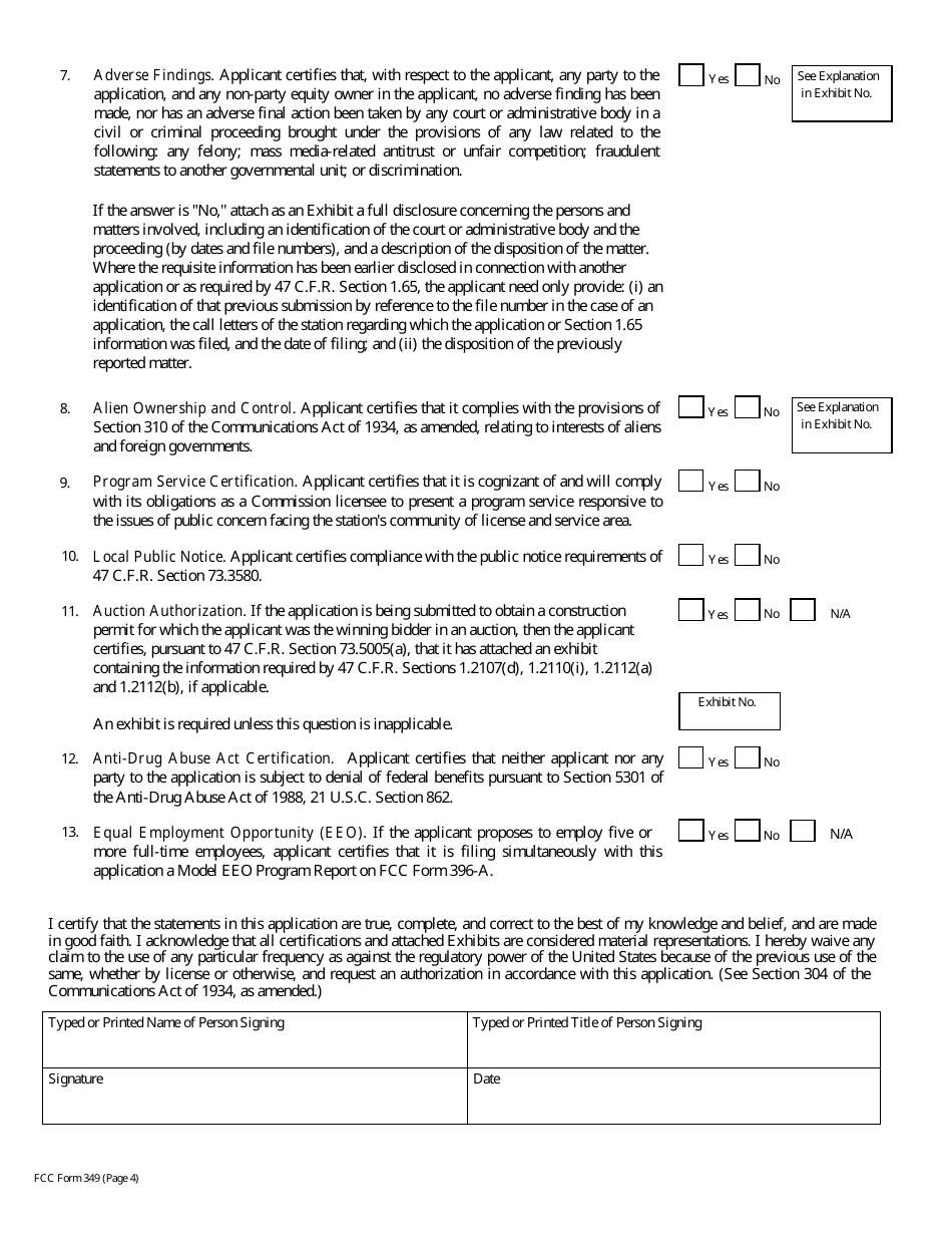 FCC Form 349 Application for Authority to Construct or Make Changes in an Fm Translator or Fm Booster Station, Page 30