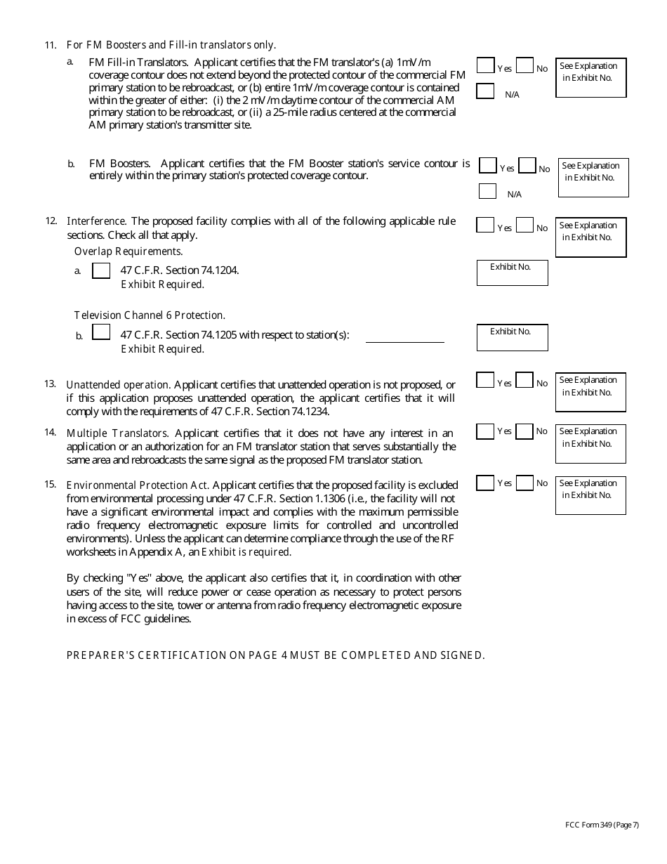 FCC Form 349 Application for Authority to Construct or Make Changes in an Fm Translator or Fm Booster Station, Page 33
