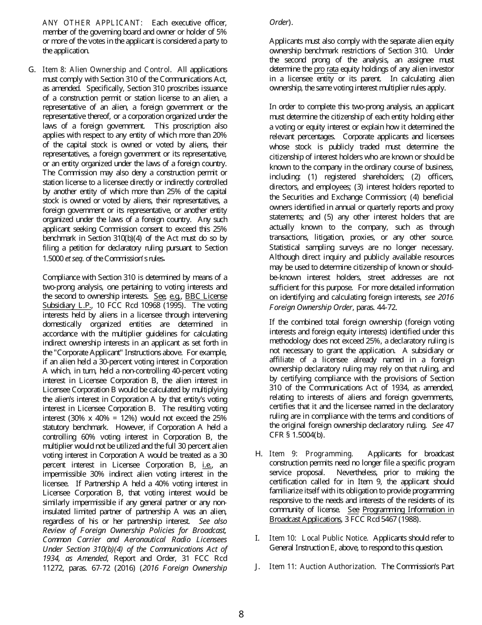 FCC Form 349 Application for Authority to Construct or Make Changes in an Fm Translator or Fm Booster Station, Page 8