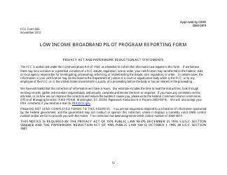 Document preview: FCC Form 560 Low Income Broadband Pilot Program Reporting Form