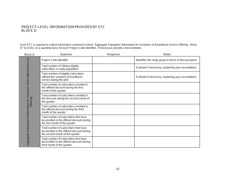 FCC Form 560 Low Income Broadband Pilot Program Reporting Form, Page 5