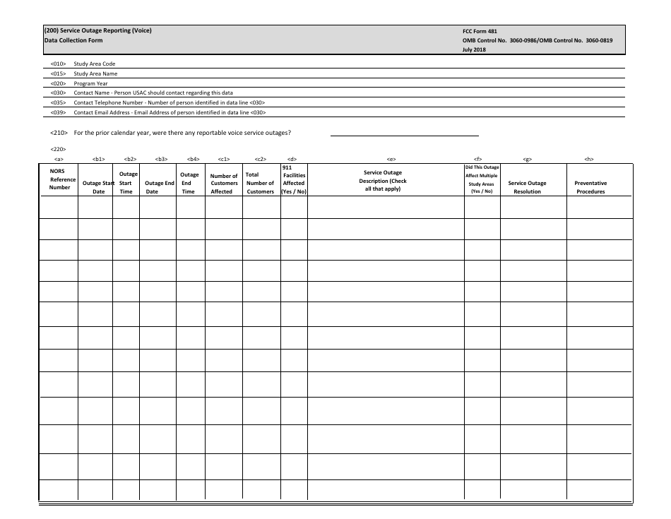 FCC Form 481 Carrier Annual Reporting - Data Collection Form, Page 20