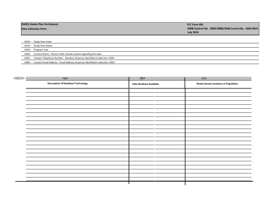 FCC Form 481 Carrier Annual Reporting - Data Collection Form, Page 22