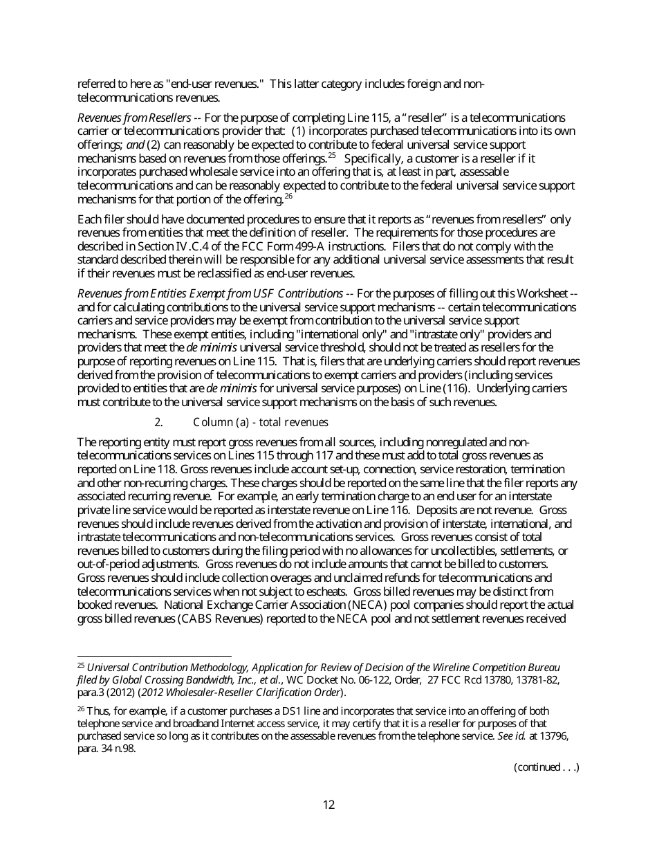 FCC Form 499-Q Telecommunications Reporting Worksheet - Quarterly Filing for Universal Service Contributors, Page 13