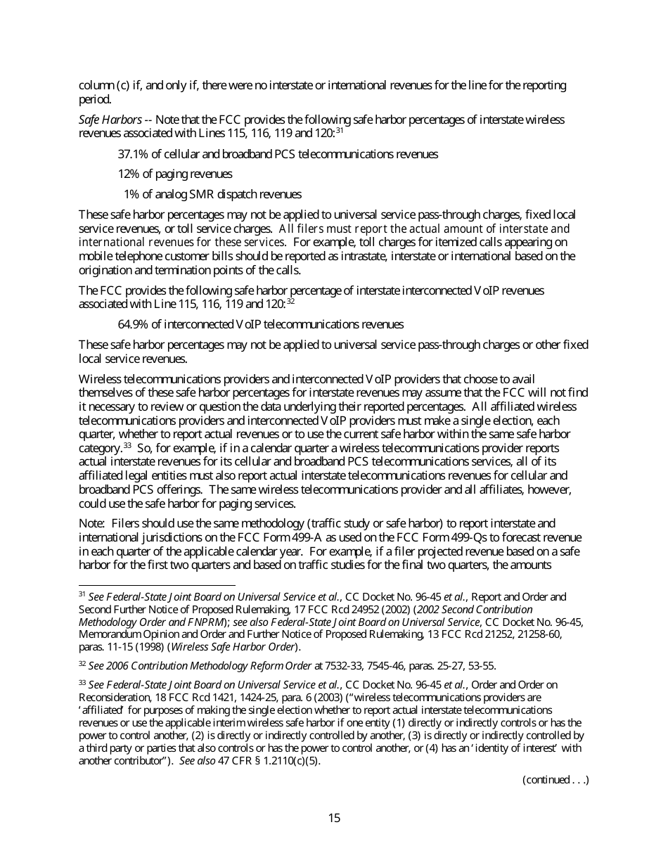 FCC Form 499-Q Telecommunications Reporting Worksheet - Quarterly Filing for Universal Service Contributors, Page 16