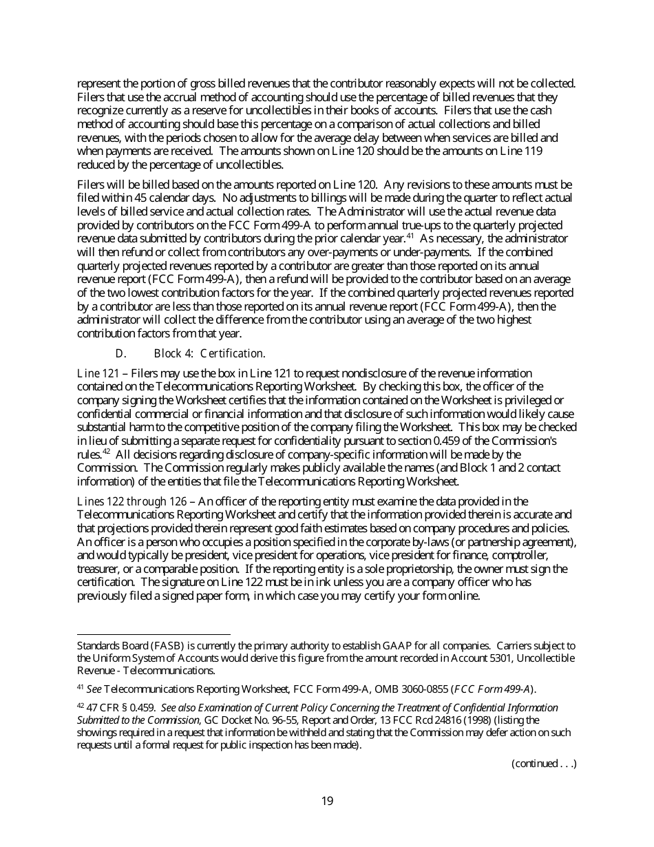 FCC Form 499-Q Telecommunications Reporting Worksheet - Quarterly Filing for Universal Service Contributors, Page 20