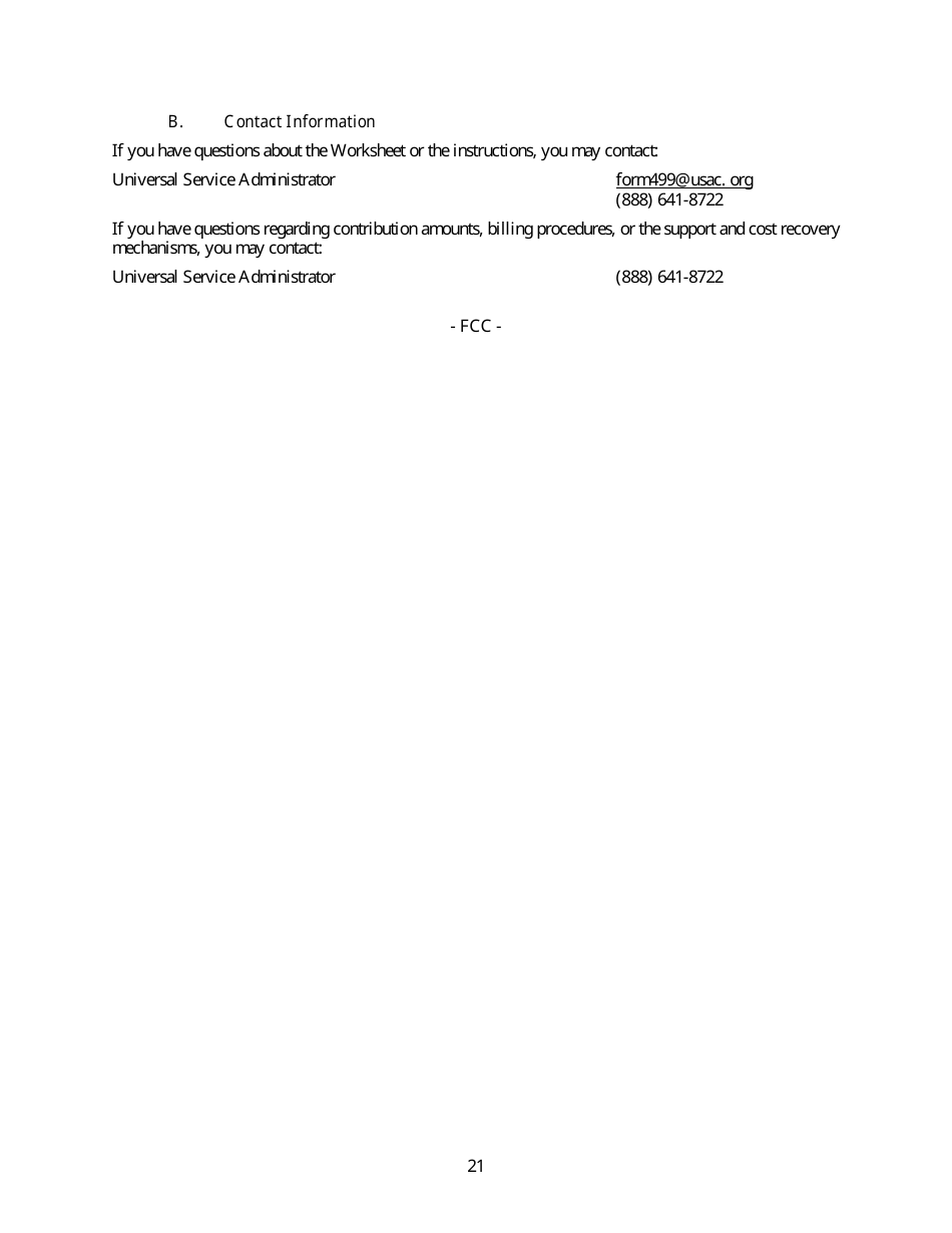 FCC Form 499-Q Telecommunications Reporting Worksheet - Quarterly Filing for Universal Service Contributors, Page 22
