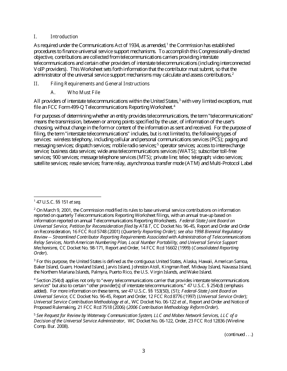 FCC Form 499-Q Telecommunications Reporting Worksheet - Quarterly Filing for Universal Service Contributors, Page 4