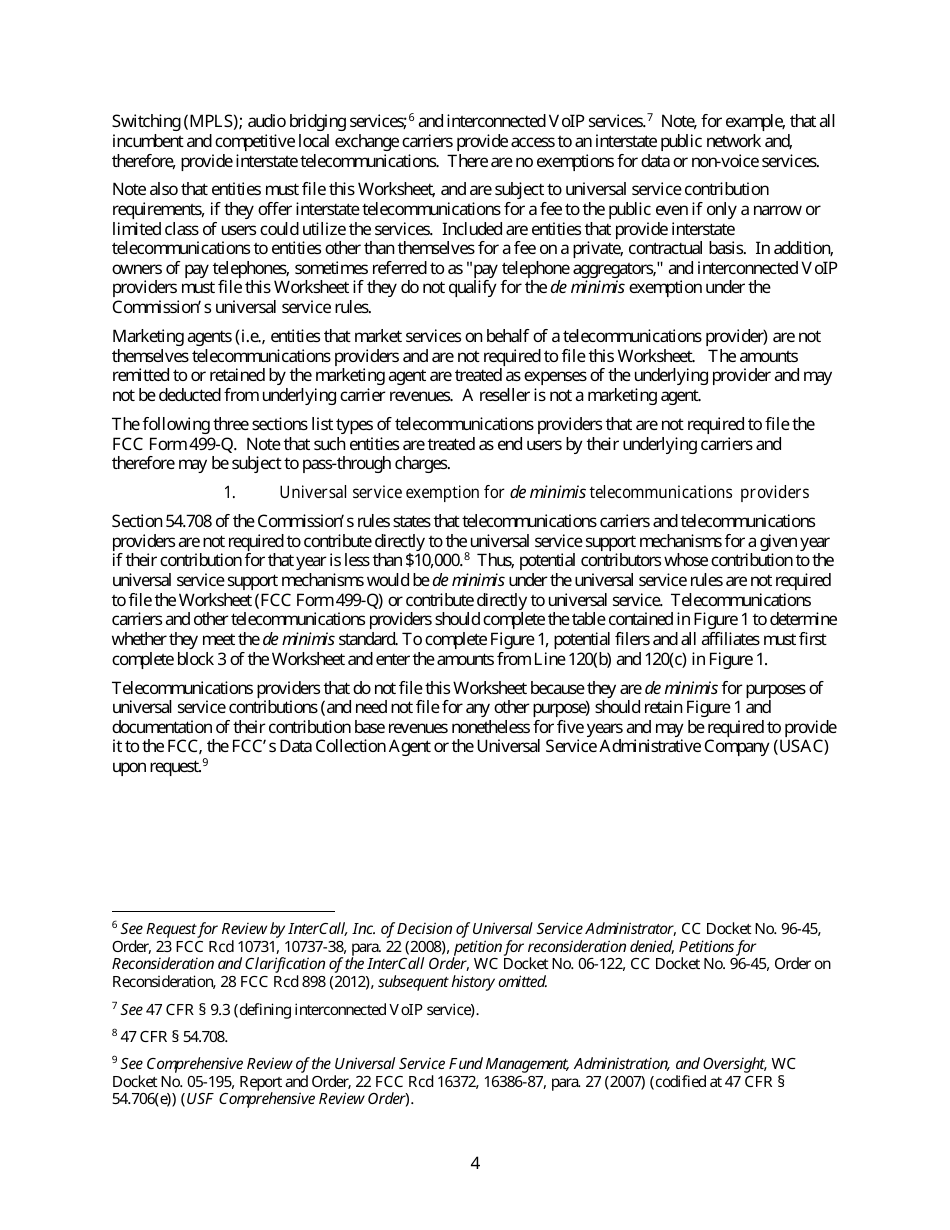 FCC Form 499-Q Telecommunications Reporting Worksheet - Quarterly Filing for Universal Service Contributors, Page 5