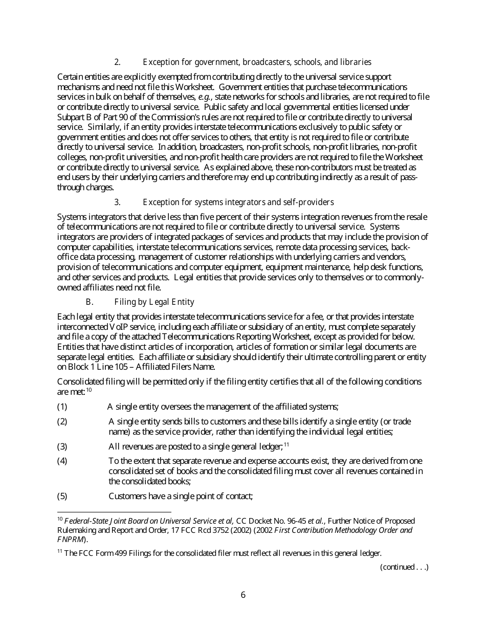 FCC Form 499-Q Telecommunications Reporting Worksheet - Quarterly Filing for Universal Service Contributors, Page 7