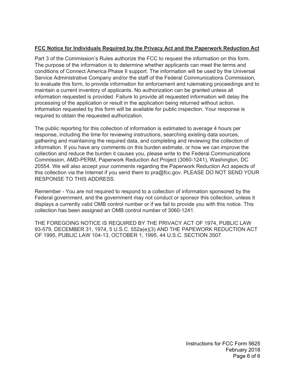 Instructions for FCC Form 5625 Connect America Phase II New York - Long-Form Application, Page 6