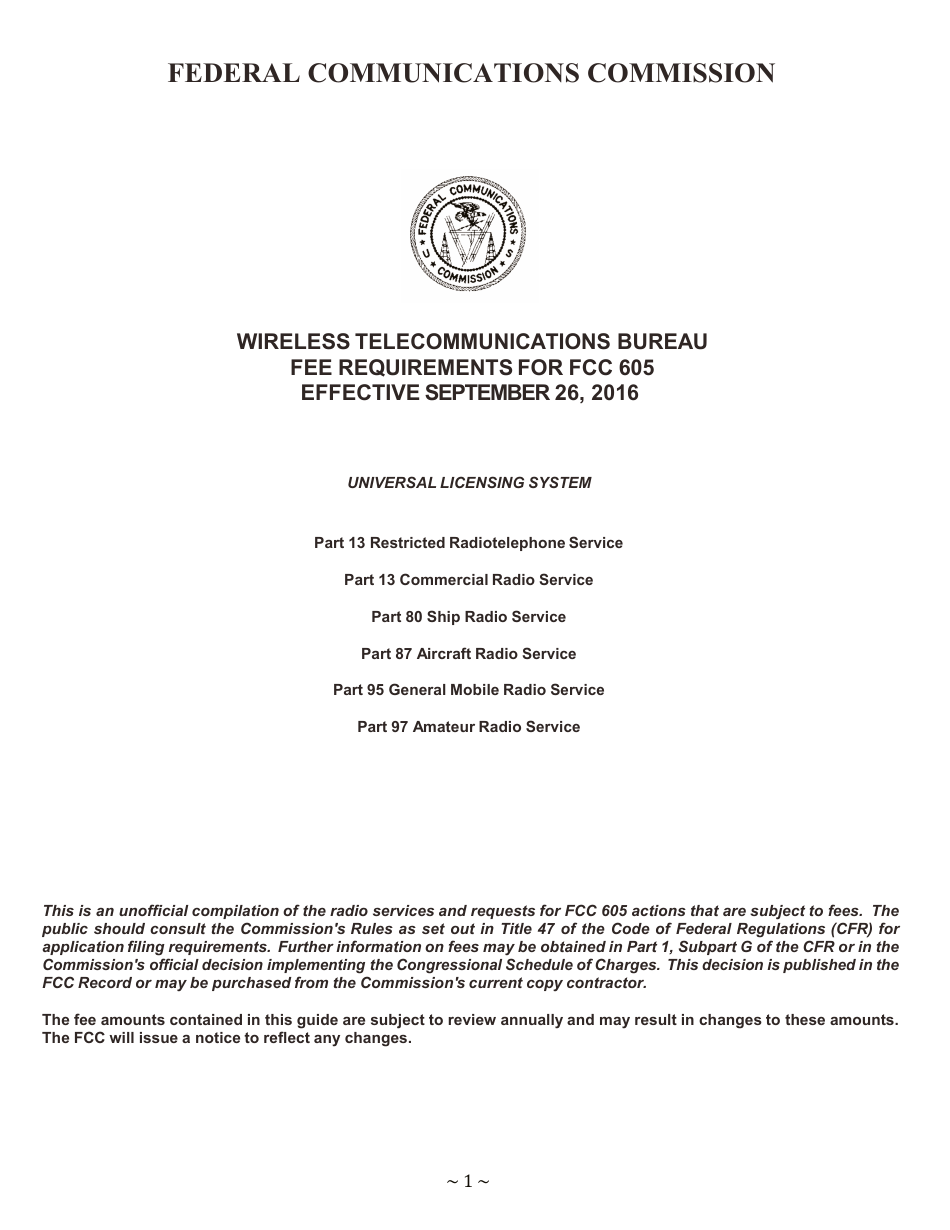 Instructions for FCC Form 605 Quick-Form Application for Authorization in the Ship, Aircraft, Amateur, Restricted and Commercial Operator, and General Mobile Radio Services, Page 1