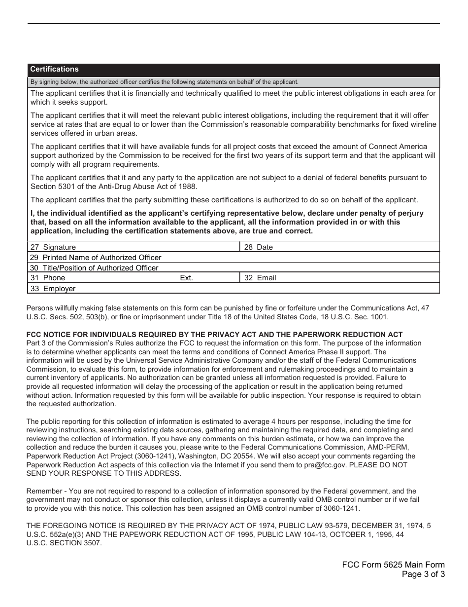 FCC Form 5625 Connect America Phase II New York Long-Form Application - Main Form, Page 3