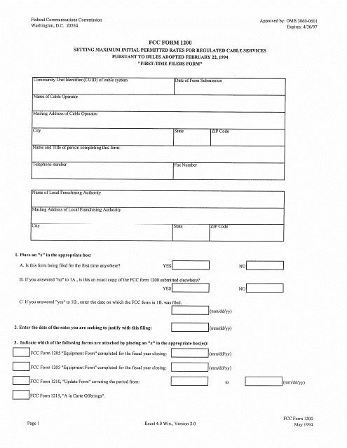 FCC Form 1200  Printable Pdf