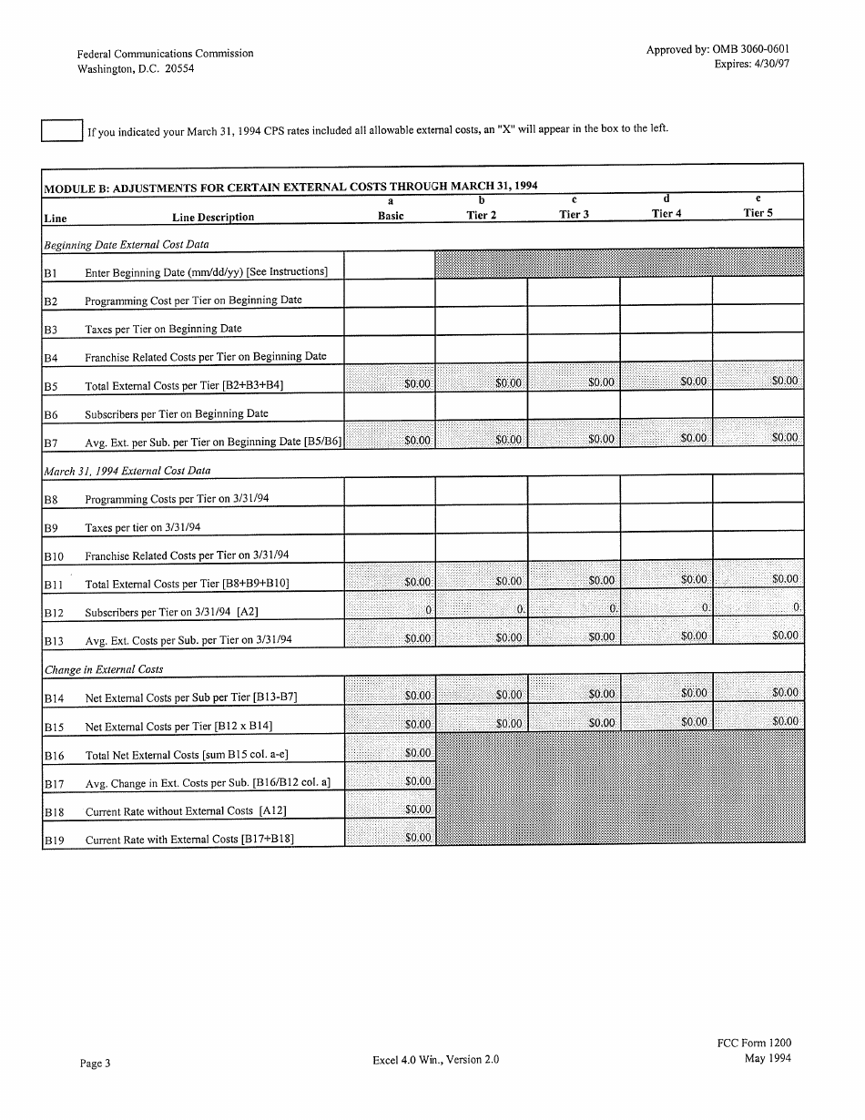 FCC Form 1200 Setting Maximum Initial Permitted Rates for Regulated Cable Services and Equipment, Page 3