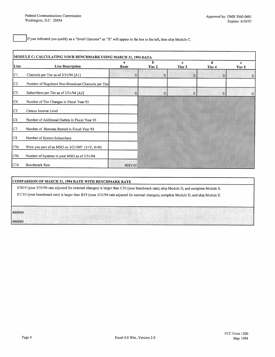FCC Form 1200 Setting Maximum Initial Permitted Rates for Regulated Cable Services and Equipment, Page 4