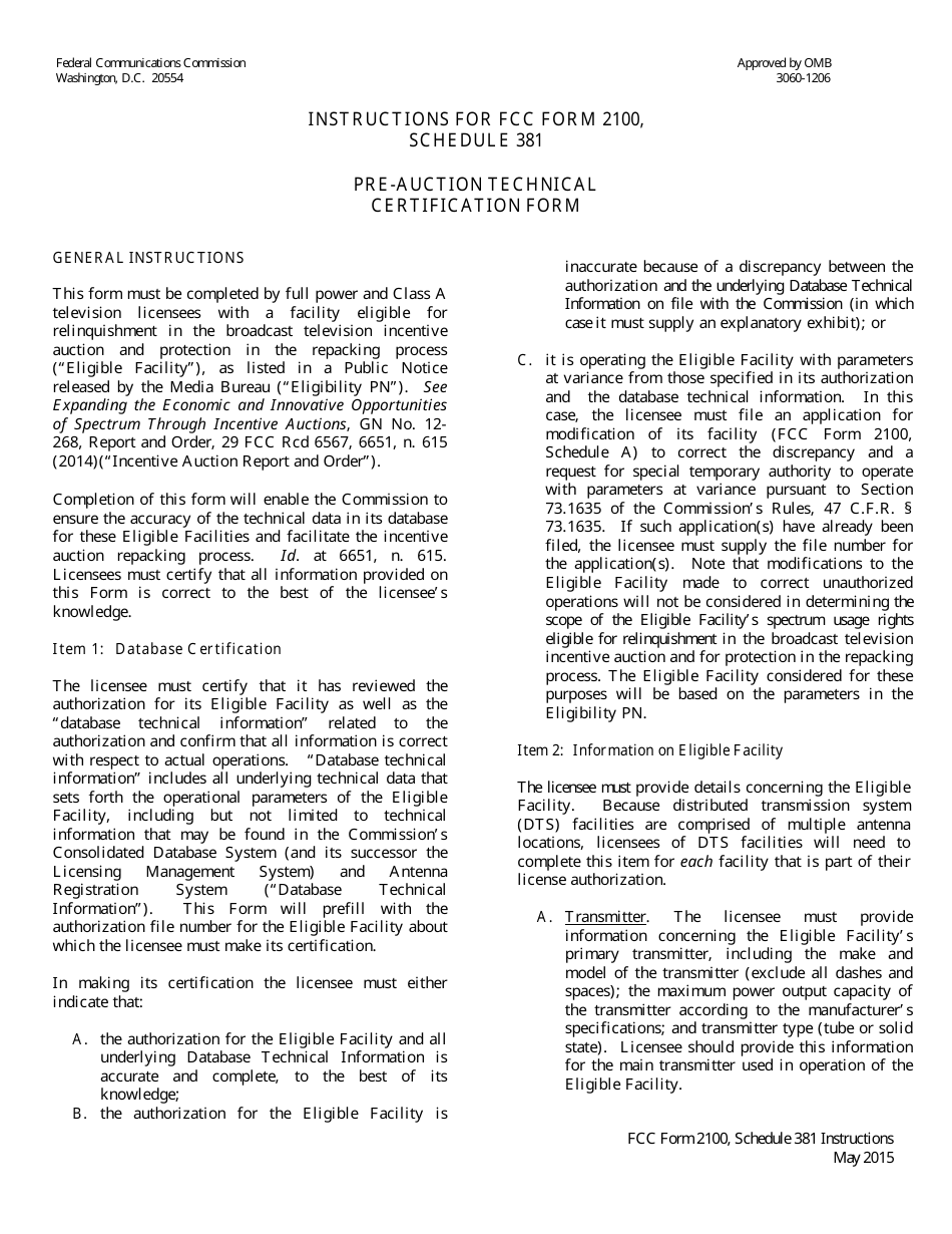 Instructions for FCC Form 2100 Application for Media Bureau Video Service Authorization, Page 14