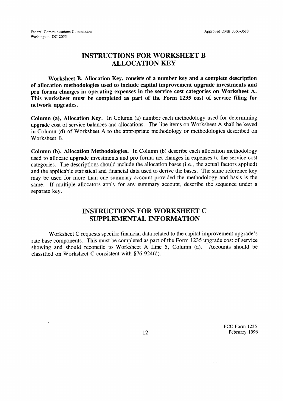 FCC Form 1235 Abbreviated Cost of Service Filing for Cable Network Upgrades, Page 12