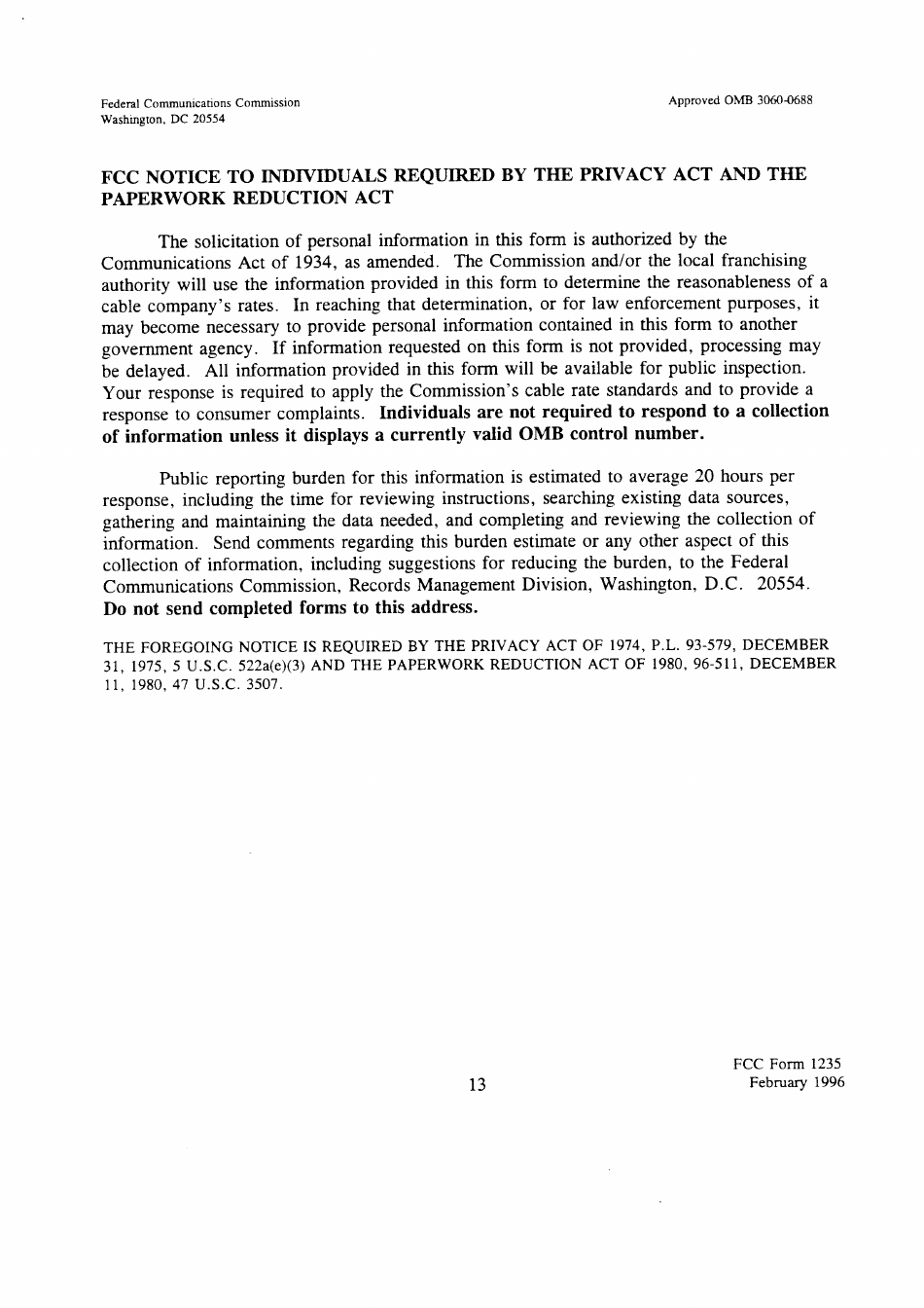 FCC Form 1235 Abbreviated Cost of Service Filing for Cable Network Upgrades, Page 13