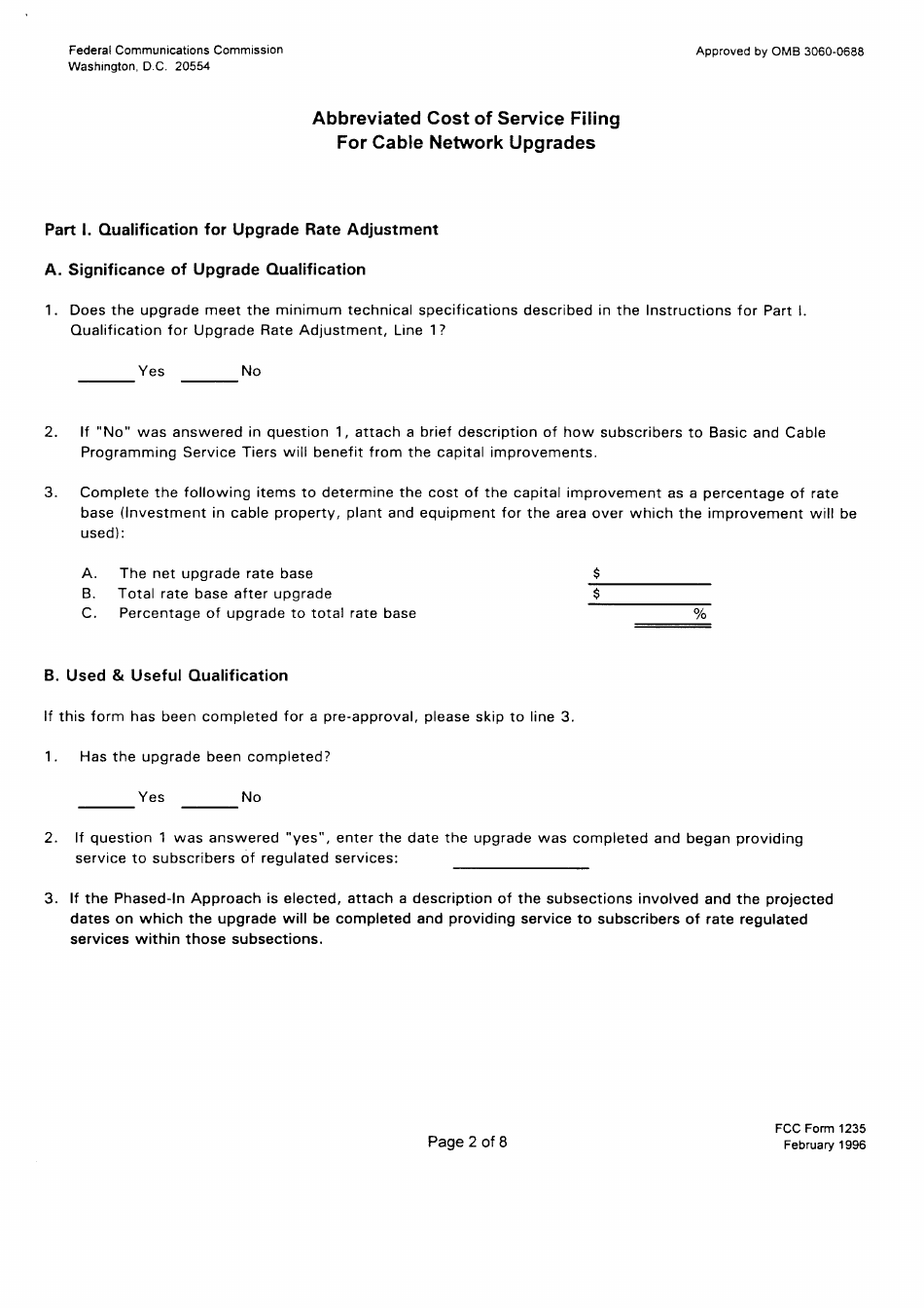 FCC Form 1235 Abbreviated Cost of Service Filing for Cable Network Upgrades, Page 15