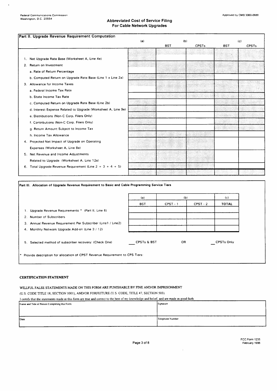 FCC Form 1235 Abbreviated Cost of Service Filing for Cable Network Upgrades, Page 16