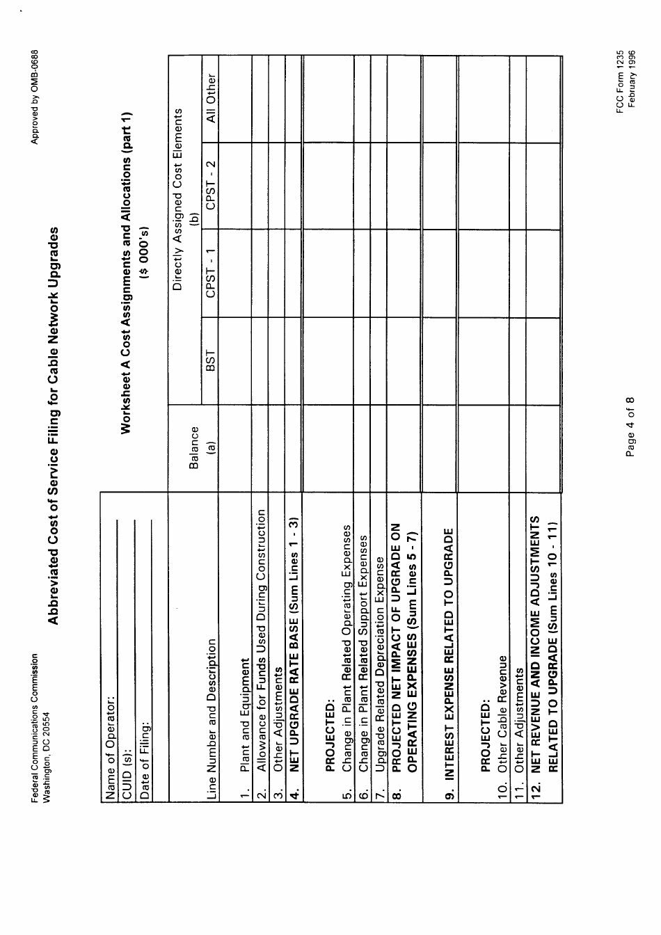 FCC Form 1235 Abbreviated Cost of Service Filing for Cable Network Upgrades, Page 17