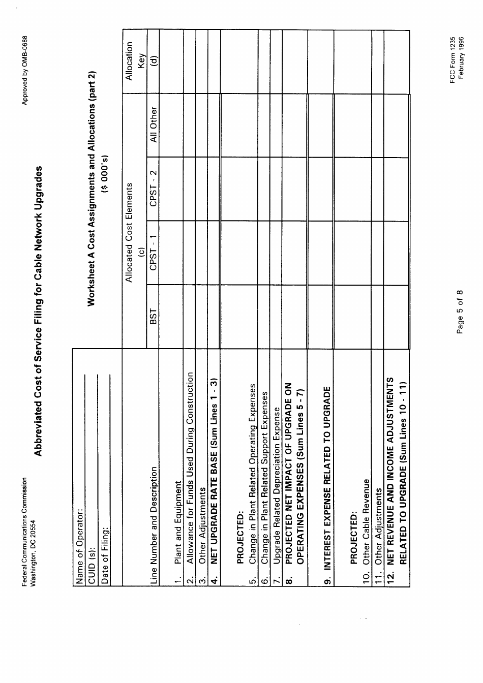 FCC Form 1235 Abbreviated Cost of Service Filing for Cable Network Upgrades, Page 18