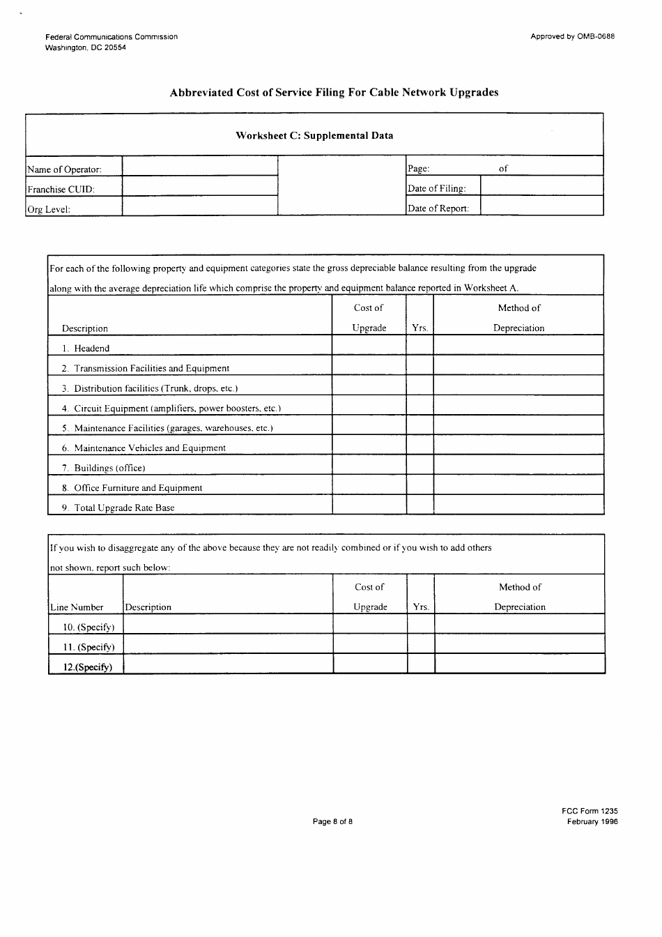 FCC Form 1235 Abbreviated Cost of Service Filing for Cable Network Upgrades, Page 21