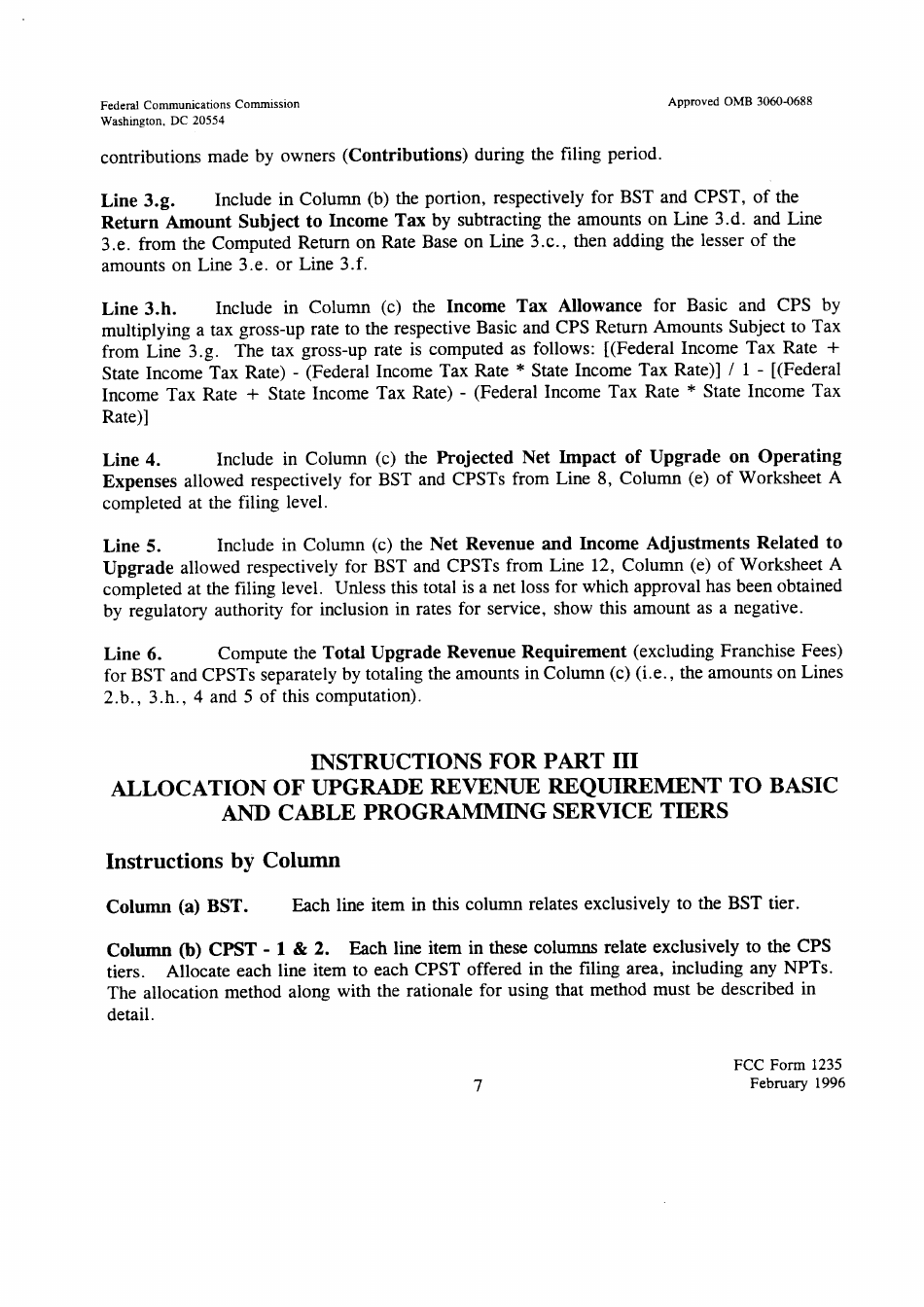 FCC Form 1235 Abbreviated Cost of Service Filing for Cable Network Upgrades, Page 7