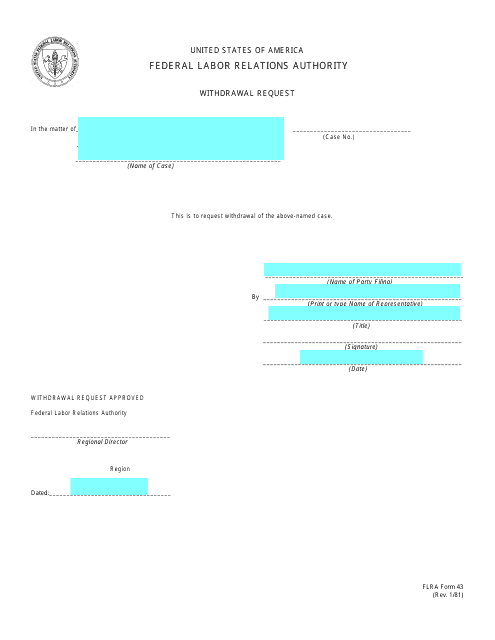 FLRA Form 43 Withdrawal Request
