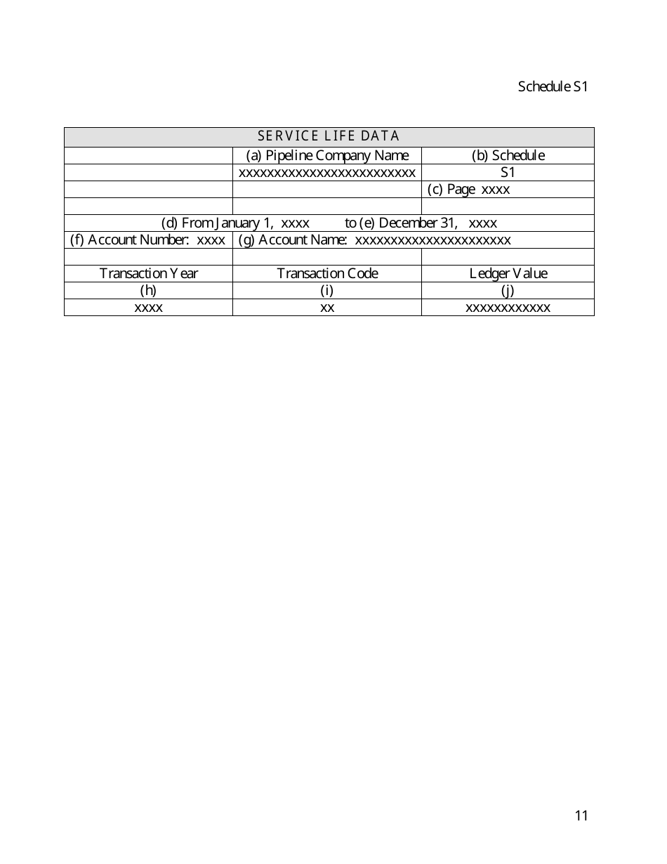 Instructions for FERC Form 73 Oil Pipeline Service Life Data, Page 11