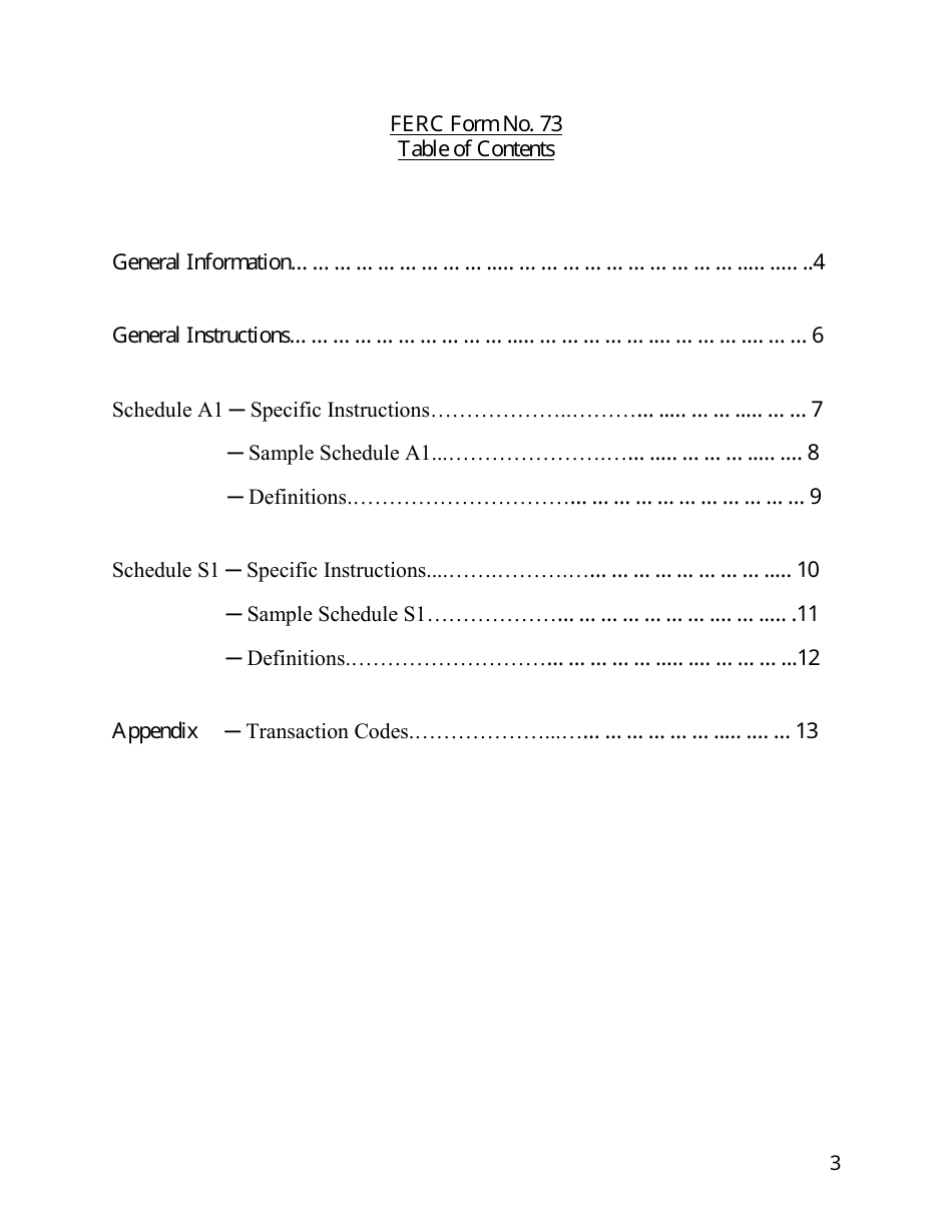 Instructions for FERC Form 73 Oil Pipeline Service Life Data, Page 3