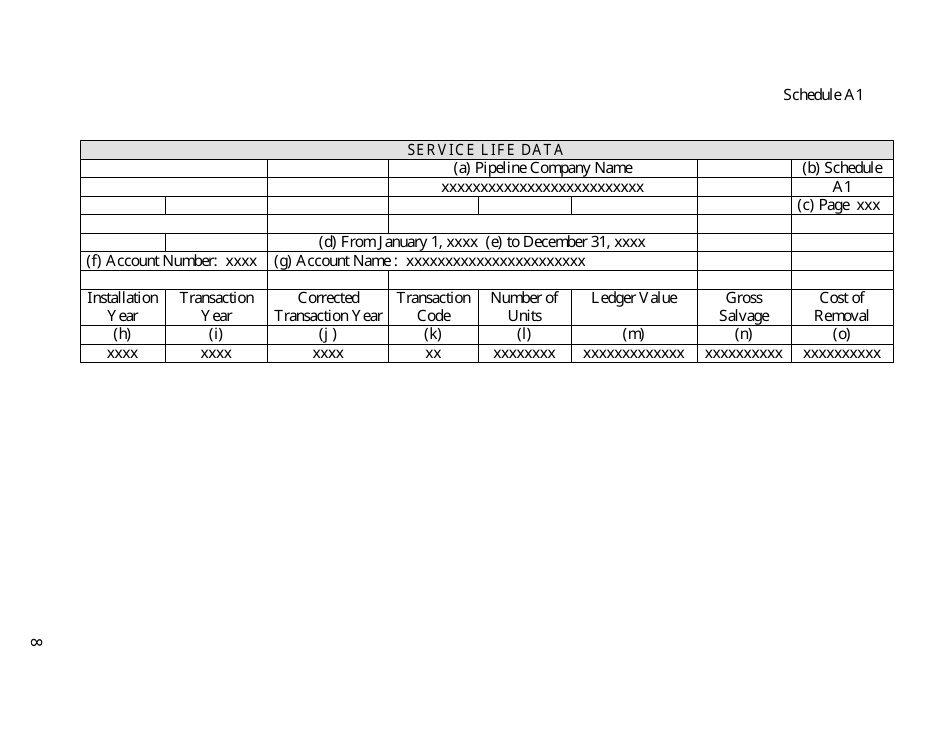 Instructions for FERC Form 73 Oil Pipeline Service Life Data, Page 8