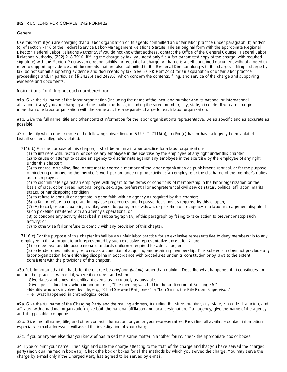 FLRA Form 23 - Fill Out, Sign Online and Download Fillable PDF ...