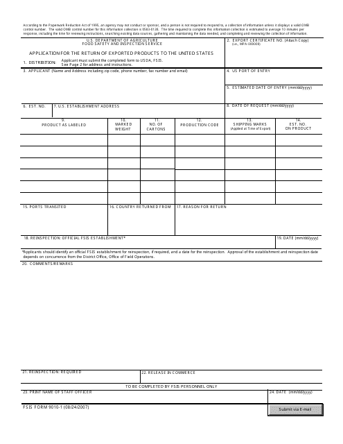 FSIS Form 9010-1  Printable Pdf