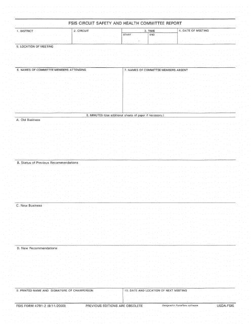 FSIS Form 4791-2  Printable Pdf