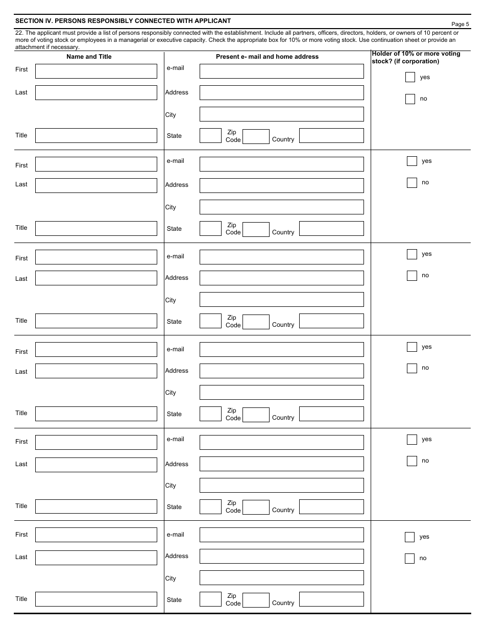 FSIS Form 5200-2 Application for Federal Inspection, Page 6