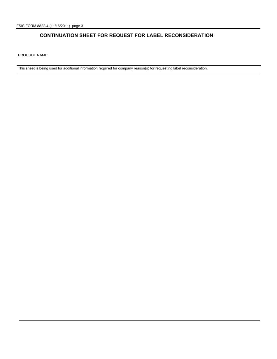 FSIS Form 8822-4 Request for Label Reconsideration, Page 3