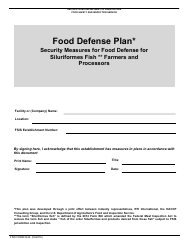 FSIS Form 5420 &quot;Food Defense Plan: Security Measures for Food Defense for Siluriformes Fish Farmers and Processors&quot;