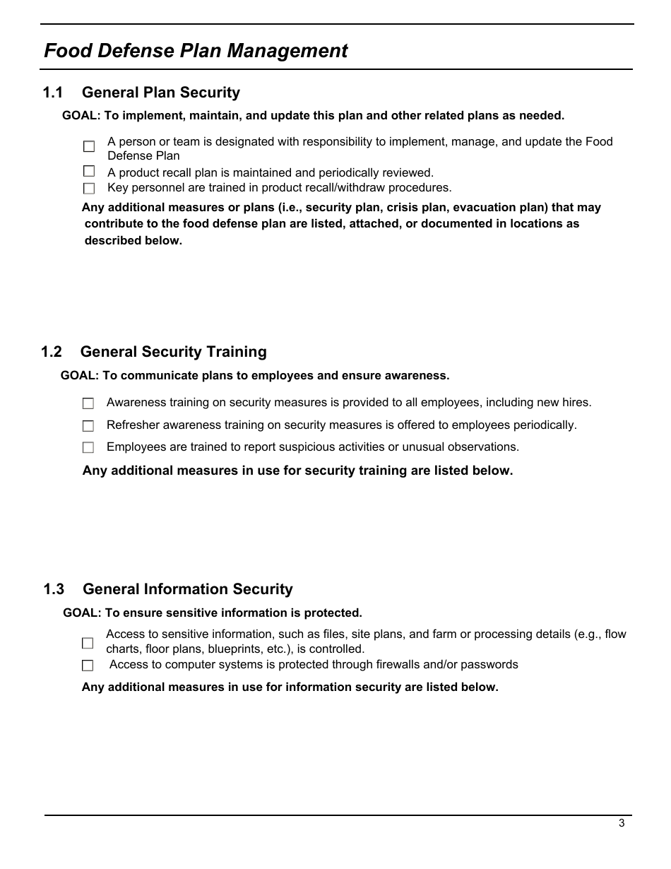 FSIS Form 5420 Food Defense Plan: Security Measures for Food Defense for Siluriformes Fish Farmers and Processors, Page 5