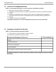 FSIS Form 5420 Food Defense Plan: Security Measures for Food Defense for Siluriformes Fish Farmers and Processors, Page 6