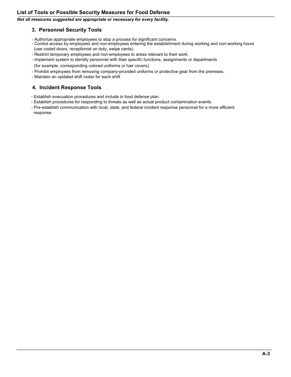FSIS Form 5420-5 Food Defense Plan - Security Measures for Food Defense, Page 10