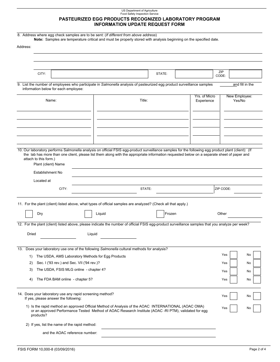 FSIS Form 10,000-8 - Fill Out, Sign Online and Download Fillable PDF ...