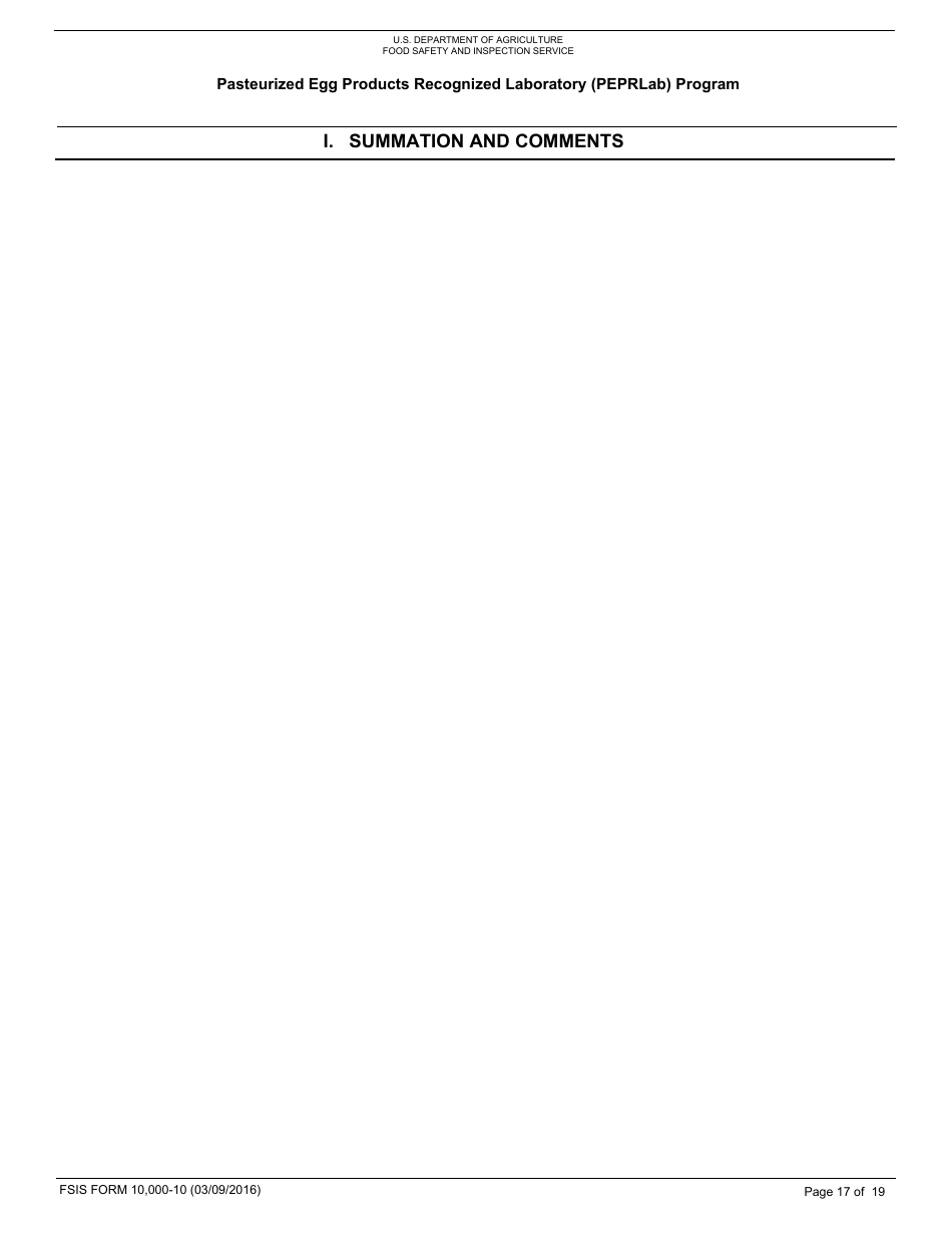 FSIS Form 10,000-10 Pasteurized Egg Product Recognized Laboratory (Peprlab) Program, Salmonella Laboratory Quality Assurance Program Checklist, Page 17