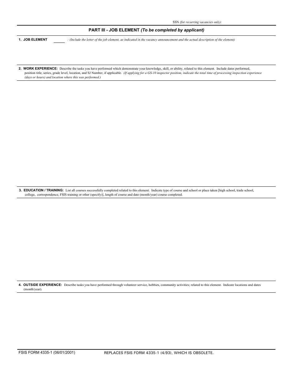 FSIS Form 4335-1 Application for Promotion, Page 13