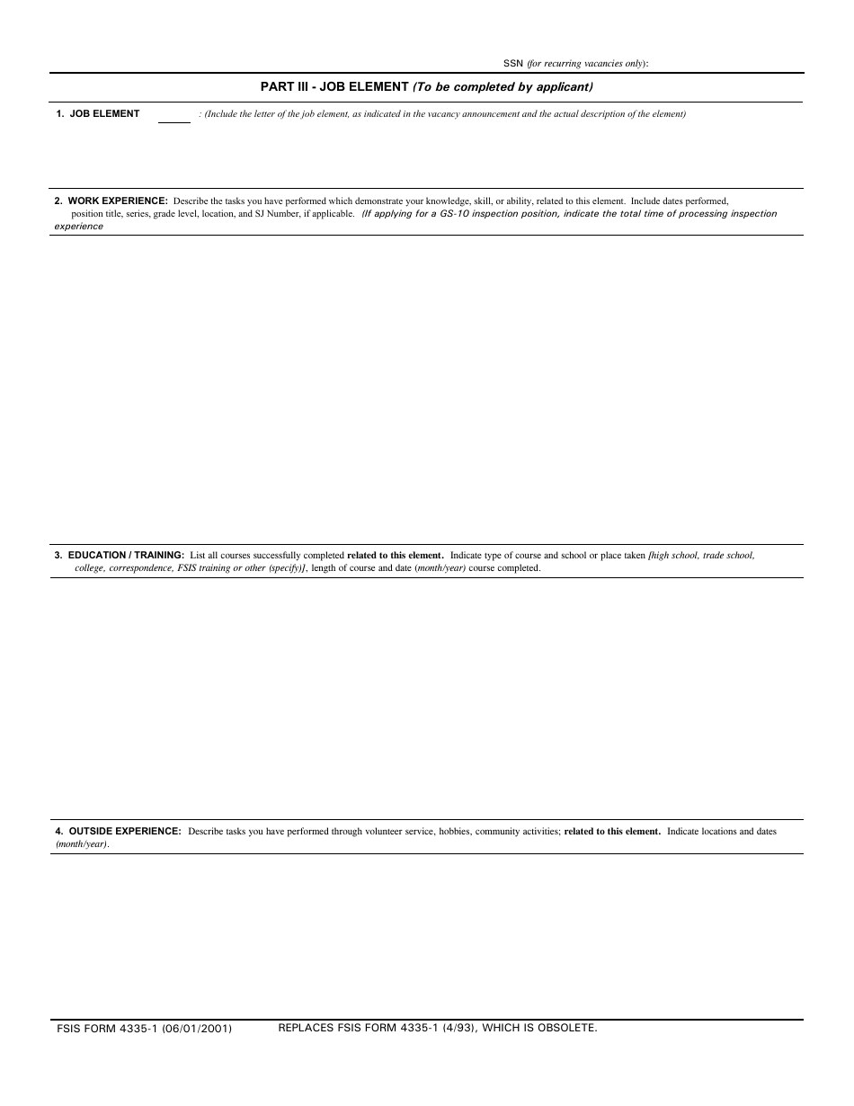FSIS Form 4335-1 Application for Promotion, Page 15