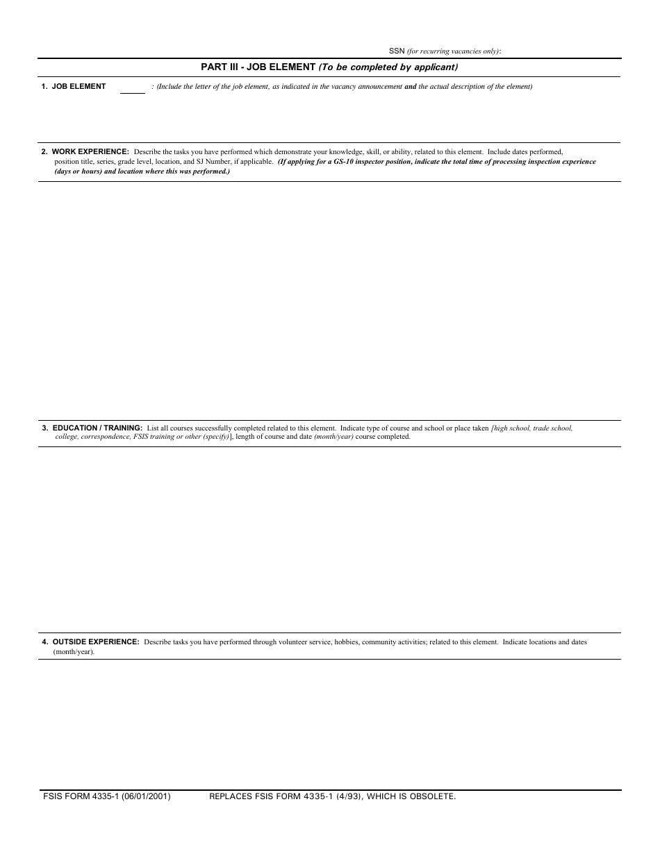 FSIS Form 4335-1 Application for Promotion, Page 5