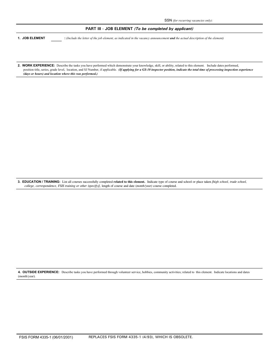 FSIS Form 4335-1 Application for Promotion, Page 7